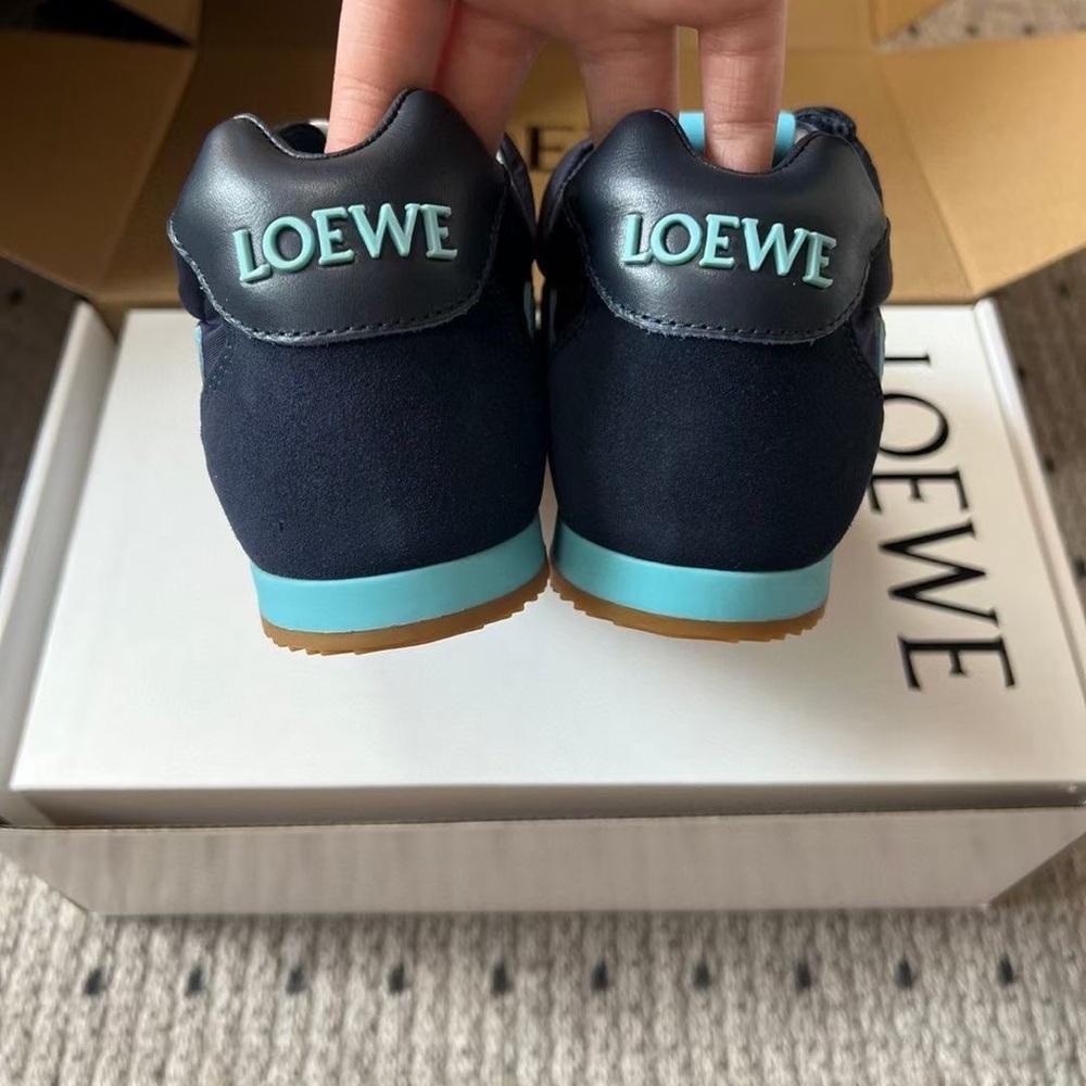 Loewe Navy Blue & Turquoise Low-Top Sneakers - Picture 3 of 5